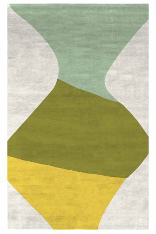 Judy Ross Hand-Knotted Custom Wool Totem Rug cream/celery/spring green/yellow